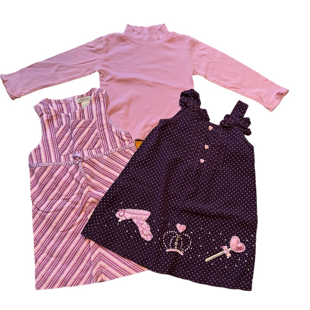 Corduroy dresses. TWO dresses and a turtleneck. Purple size 3T.